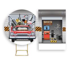 Painel De Festa Redondo 1,50x1,50 + Painel Vertical 1,50x2,20 - Carro Oficina Mecanica 008