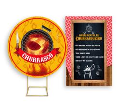 Painel De Festa Redondo 1,50x1,50 + Painel Vertical 1,50x2,20 - Churrasco 002