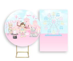 Painel De Festa Redondo 1,50x1,50 + Painel Vertical 1,50x2,20 - Circo E Parque de Diversões 010