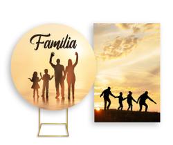 Painel De Festa Redondo 1,50x1,50 + Painel Vertical 1,50x2,20 - Família Silhuetas 024