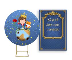 Painel De Festa Redondo 1,50x1,50 + Painel Vertical 1,50x2,20 - Pequeno Príncipe Cute 001