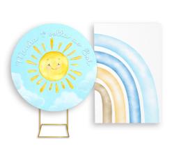 Painel De Festa Redondo 1,50x1,50 + Painel Vertical 1,50x2,20 - Primeira Volta ao Sol Céu Azul 009 Painel De Festa Redondo 1,50x1,50 + Painel Vertical 1,50x2,20 - Primeira Volta ao Sol Céu Azul 009