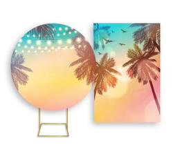Painel De Festa Redondo 1,50x1,50 + Painel Vertical 1,50x2,20 - Tardezinha Tons Pasteis 002