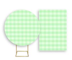 Painel De Festa Redondo 1,50x1,50 + Painel Vertical 1,50x2,20 - Xadrez Verde Suave 026
