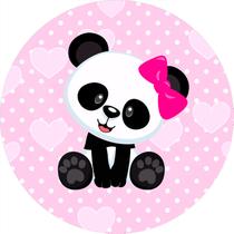 Painel De Festa Redondo 1,50x1,50 - Panda Baby Rosa Menina 010