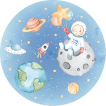 Painel De Festa Redondo 1,50x1,50 - Pequeno Astronauta Planetas 006