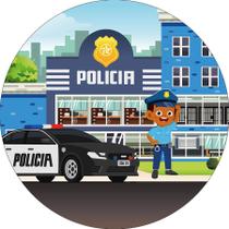 Painel De Festa Redondo 1,50x1,50 - Policia Cute Carrinho 020