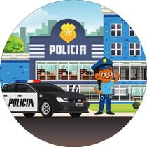 Painel De Festa Redondo 1,50x1,50 - Policia Menina Cute 023