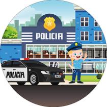 Painel De Festa Redondo 1,50x1,50 - Policia Menina Loira 022