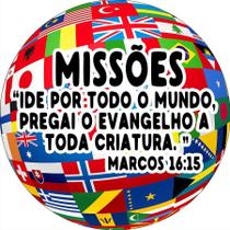 Painel De Festa Redondo 1,50x1,50 - Religioso Missões Esfera de Países 026 Painel De Festa Redondo 1,50x1,50 - Religioso Missões Esfera de Países 026
