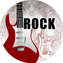 Painel De Festa Redondo 1,50x1,50 - Rock And Roll Guitarra Vermelho 018
