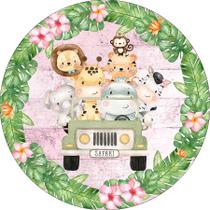 Painel De Festa Redondo 1,50x1,50 - Safari Flores e Folhagens 019