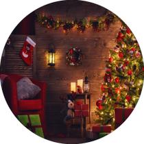 Painel De Festa Redondo 1,50x1,50 - Sala com Árvore de Natal 001 Painel De Festa Redondo 1,50x1,50 - Sala com Árvore de Natal 001