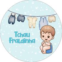 Painel De Festa Redondo 1,50x1,50 - Tchau Fraldinha Menino Azul 071 Painel De Festa Redondo 1,50x1,50 - Tchau Fraldinha Menino Azul 071