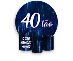 Painel De Festa Redondo 1,50x1,50 + Trio De Capas Cilindro - 40 Anos 40TÃO Azul 197 Painel De Festa Redondo 1,50x1,50 + Trio De Capas Cilindro - 40 Anos 40TÃO Azul 197