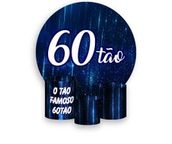 Painel De Festa Redondo 1,50x1,50 + Trio De Capas Cilindro - 60 Anos 60TÃO Azul 195 Painel De Festa Redondo 1,50x1,50 + Trio De Capas Cilindro - 60 Anos 60TÃO Azul 195