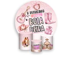 Painel De Festa Redondo 1,50x1,50 + Trio De Capas Cilindro - A Patricinha Boiadeira Rosa 034 Painel De Festa Redondo 1,50x1,50 + Trio De Capas Cilindro - A Patricinha Boiadeira Rosa 034