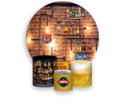 Painel De Festa Redondo 1,50x1,50 + Trio De Capas Cilindro - Boteco Bar Chique 005 Painel De Festa Redondo 1,50x1,50 + Trio De Capas Cilindro - Boteco Bar Chique 005