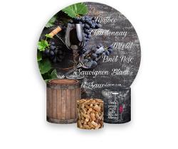 Painel De Festa Redondo 1,50x1,50 + Trio De Capas Cilindro - Boteco Vinhos 006 Painel De Festa Redondo 1,50x1,50 + Trio De Capas Cilindro - Boteco Vinhos 006