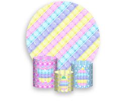 Painel De Festa Redondo 1,50x1,50 + Trio De Capas Cilindro - Brinquedo Pop It Candy 014 Painel De Festa Redondo 1,50x1,50 + Trio De Capas Cilindro - Brinquedo Pop It Candy 014