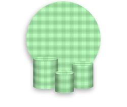 Painel De Festa Redondo 1,50x1,50 + Trio De Capas Cilindro - Camadas de Xadrez Verde 028 Painel De Festa Redondo 1,50x1,50 + Trio De Capas Cilindro - Camadas de Xadrez Verde 028