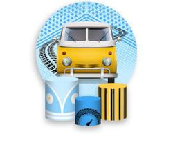 Painel De Festa Redondo 1,50x1,50 + Trio De Capas Cilindro - Carro Amarelo 017