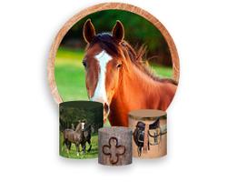 Painel De Festa Redondo 1,50x1,50 + Trio De Capas Cilindro - Cavalo Fazenda 002
