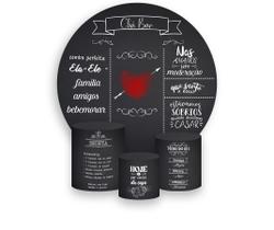 Painel De Festa Redondo 1,50x1,50 + Trio De Capas Cilindro - Chá Bar Clean Coração 012 Painel De Festa Redondo 1,50x1,50 + Trio De Capas Cilindro - Chá Bar Clean Coração 012