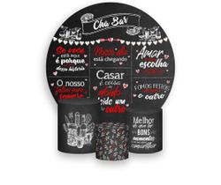 Painel De Festa Redondo 1,50x1,50 + Trio De Capas Cilindro - Chá Bar Vermelho e Preto 009