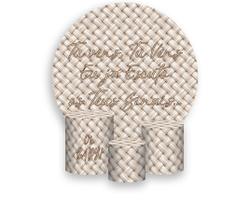 Painel De Festa Redondo 1,50x1,50 + Trio De Capas Cilindro - Chá de Bebê e Fraldas Tons de Bege 060