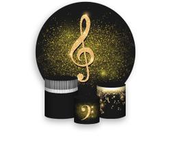 Painel De Festa Redondo 1,50x1,50 + Trio De Capas Cilindro - Clave de Sol Musica 060 Painel De Festa Redondo 1,50x1,50 + Trio De Capas Cilindro - Clave de Sol Musica 060