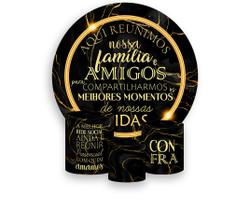 Painel De Festa Redondo 1,50x1,50 + Trio De Capas Cilindro - Confraternização Preto com Dourado 020