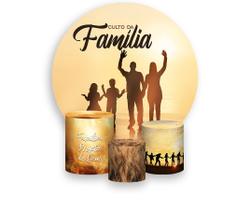 Painel De Festa Redondo 1,50x1,50 + Trio De Capas Cilindro - Culto da Família 046