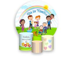 Painel De Festa Redondo 1,50x1,50 + Trio De Capas Cilindro - Dia da Família no Parque 069 Painel De Festa Redondo 1,50x1,50 + Trio De Capas Cilindro - Dia da Família no Parque 069