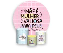 Painel De Festa Redondo 1,50x1,50 + Trio De Capas Cilindro - Dia das Mães Cristão 063 Painel De Festa Redondo 1,50x1,50 + Trio De Capas Cilindro - Dia das Mães Cristão 063