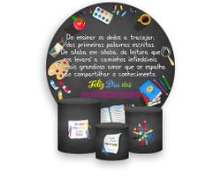 Painel De Festa Redondo 1,50x1,50 + Trio De Capas Cilindro - Dia dos Professores Mesa de Estudo 018 Painel De Festa Redondo 1,50x1,50 + Trio De Capas Cilindro - Dia dos Professores Mesa de Estudo 018