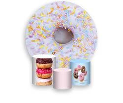 Painel De Festa Redondo 1,50x1,50 + Trio De Capas Cilindro - Donut Doce 011 Painel De Festa Redondo 1,50x1,50 + Trio De Capas Cilindro - Donut Doce 011