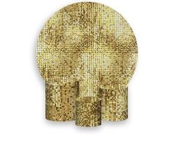 Painel De Festa Redondo 1,50x1,50 + Trio De Capas Cilindro - Efeito Lantejoulas Douradas 013 Painel De Festa Redondo 1,50x1,50 + Trio De Capas Cilindro - Efeito Lantejoulas Douradas 013