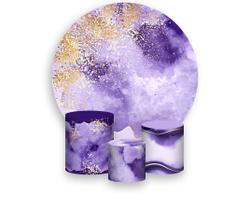 Painel De Festa Redondo 1,50x1,50 + Trio De Capas Cilindro - Efeito Marmorizado Lilás 041 Painel De Festa Redondo 1,50x1,50 + Trio De Capas Cilindro - Efeito Marmorizado Lilás 041