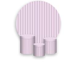 Painel De Festa Redondo 1,50x1,50 + Trio De Capas Cilindro - Efeito Ripado Madeira Lilás Pastel 007 Painel De Festa Redondo 1,50x1,50 + Trio De Capas Cilindro - Efeito Ripado Madeira Lilás Pastel 007