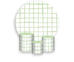 Painel De Festa Redondo 1,50x1,50 + Trio De Capas Cilindro - Estampa Grid Quadriculado Verde 044 Painel De Festa Redondo 1,50x1,50 + Trio De Capas Cilindro - Estampa Grid Quadriculado Verde 044