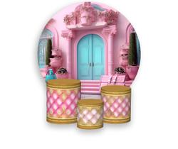 Painel De Festa Redondo 1,50x1,50 + Trio De Capas Cilindro - Fashion Casa com Vasos 010 Painel De Festa Redondo 1,50x1,50 + Trio De Capas Cilindro - Fashion Casa com Vasos 010