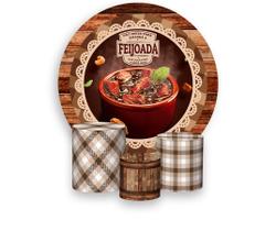 Painel De Festa Redondo 1,50x1,50 + Trio De Capas Cilindro - Feijoada Brasileira 002