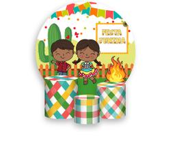 Painel De Festa Redondo 1,50x1,50 + Trio De Capas Cilindro - Festa Junina Caipirinhas 017