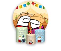 Painel De Festa Redondo 1,50x1,50 + Trio De Capas Cilindro - Festa Junina do Flork Caipira 012 Painel De Festa Redondo 1,50x1,50 + Trio De Capas Cilindro - Festa Junina do Flork Caipira 012