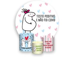 Painel De Festa Redondo 1,50x1,50 + Trio De Capas Cilindro - Flork Revelação Testei Positivo 007