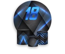 Painel De Festa Redondo 1,50x1,50 + Trio De Capas Cilindro - Masculino Azul 18 Anos 337