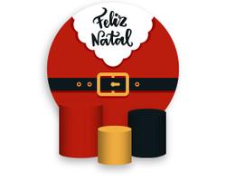 Painel De Festa Redondo 1,50x1,50 + Trio De Capas Cilindro - Natal Roupa do Papai Noel 040
