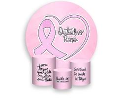 Painel De Festa Redondo 1,50x1,50 + Trio De Capas Cilindro - Outubro Rosa Delicado 013 Painel De Festa Redondo 1,50x1,50 + Trio De Capas Cilindro - Outubro Rosa Delicado 013