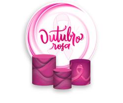Painel De Festa Redondo 1,50x1,50 + Trio De Capas Cilindro - Outubro Rosa Pink 004 Painel De Festa Redondo 1,50x1,50 + Trio De Capas Cilindro - Outubro Rosa Pink 004